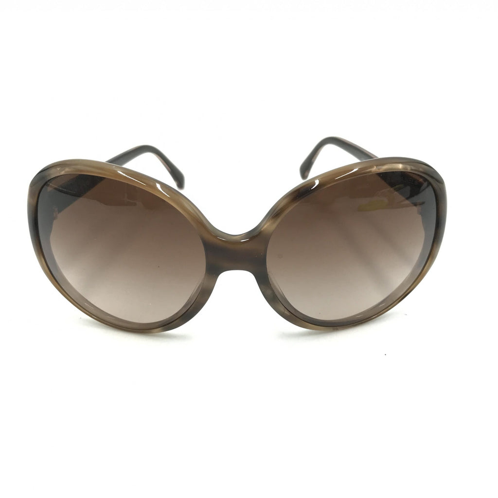 Pre-loved Chanel oversized brown gradient sunglasses with original box