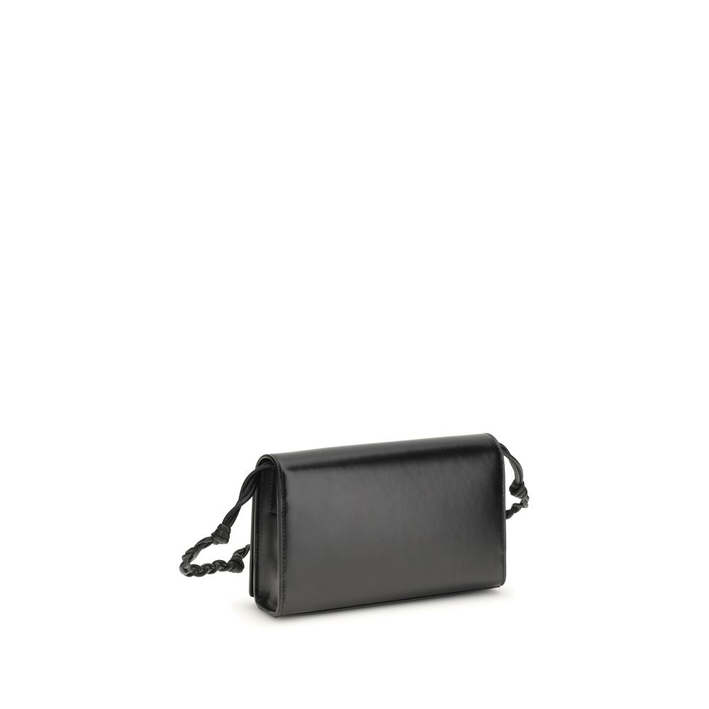 TANGLE WALLET ON STRAP IN BLACK LEATHER