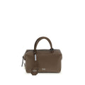 Max Mara Holdalls brown calf leather handbag with rounded handles and removable shoulder strap