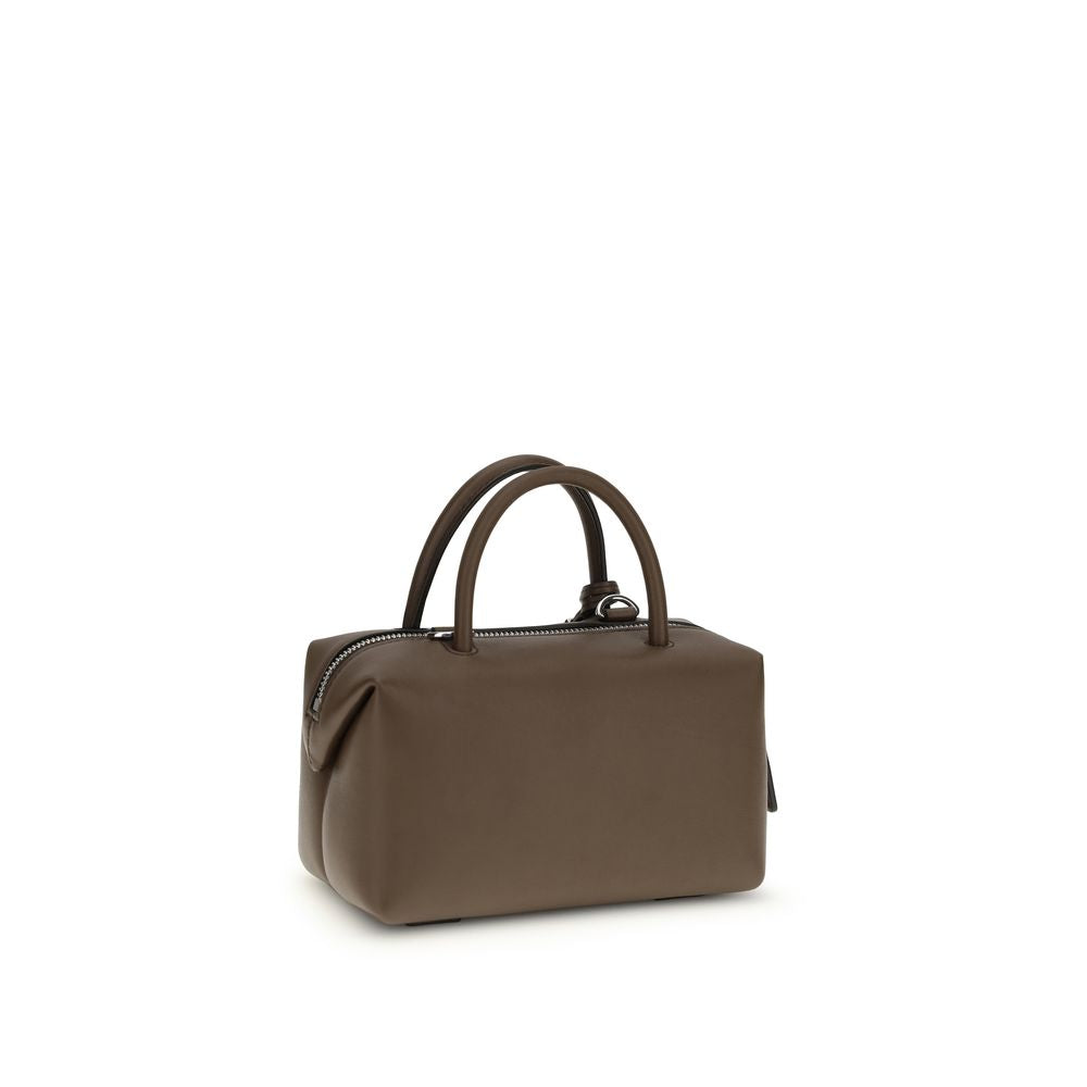 Max Mara Holdalls brown calf leather handbag with rounded handles and removable shoulder strap