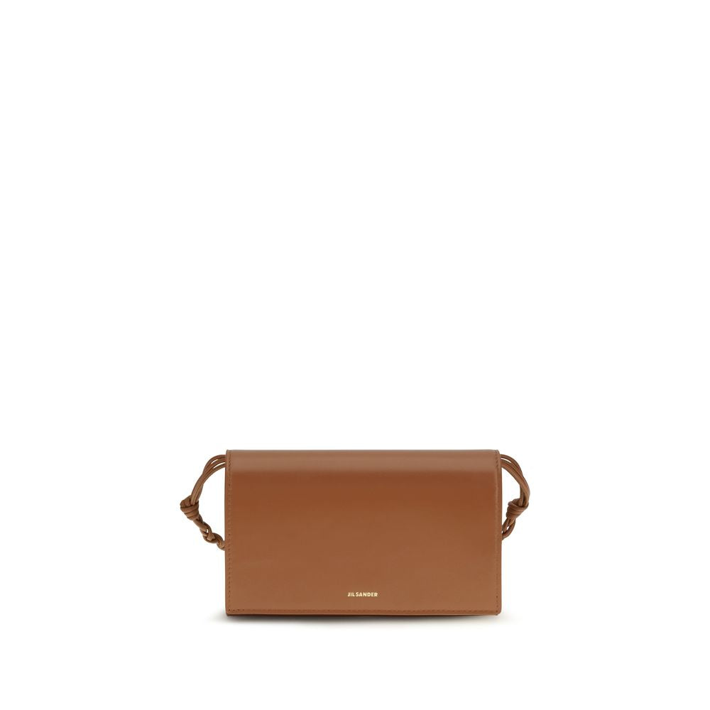 TANGLE WALLET ON STRAP IN BROWN LEATHER