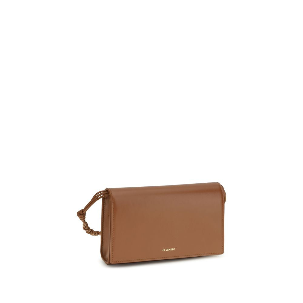 TANGLE WALLET ON STRAP IN BROWN LEATHER