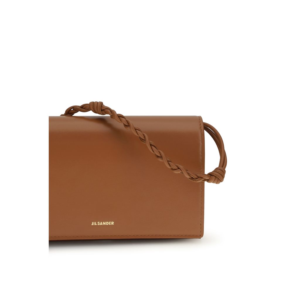 TANGLE WALLET ON STRAP IN BROWN LEATHER
