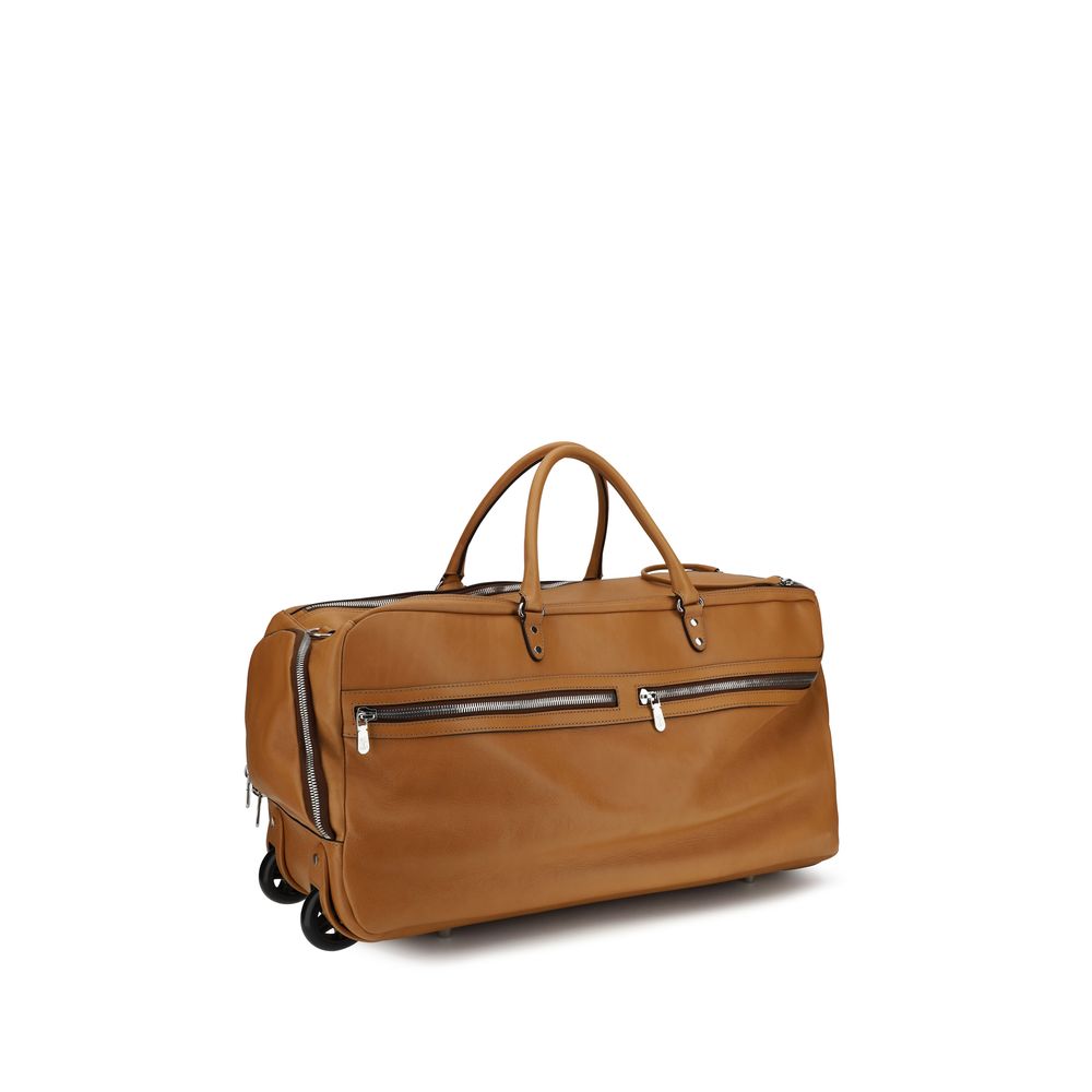 Brunello-Cucinelli-Brown-Calf-Leather-Travel-Trolley-Luggage-MBTGBU343-C001-Italian-Handcrafted-Transit-Hardware-back-view