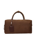Max Mara brown suede leather handbag with front detail and removable shoulder strap