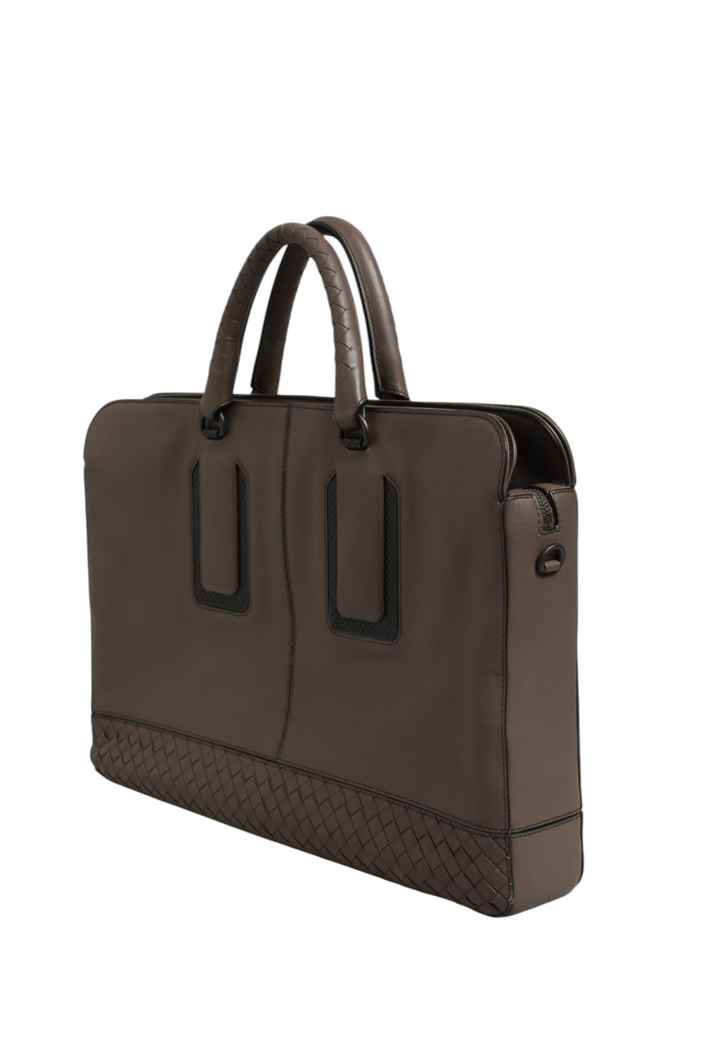 GETAWAY INTRECCIATO LEATHER BRIEFCASE IN GREY