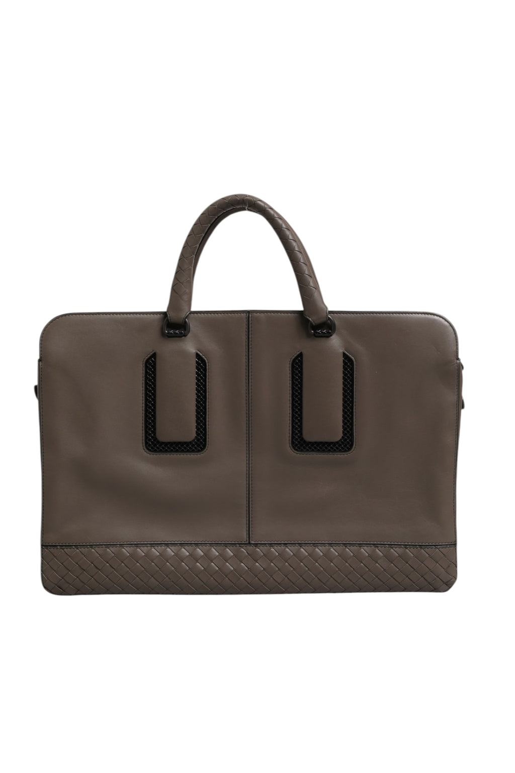 GETAWAY INTRECCIATO LEATHER BRIEFCASE IN GREY