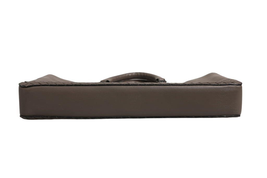 GETAWAY INTRECCIATO LEATHER BRIEFCASE IN GREY