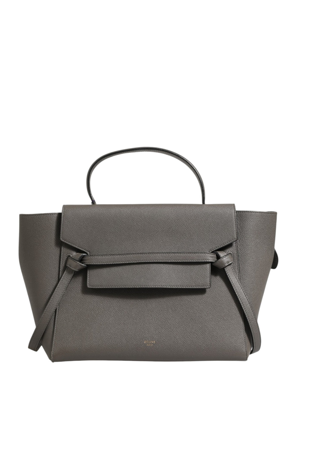 Pre-loved Celine Nano Belt Bag in grey grained calfskin with removable strap