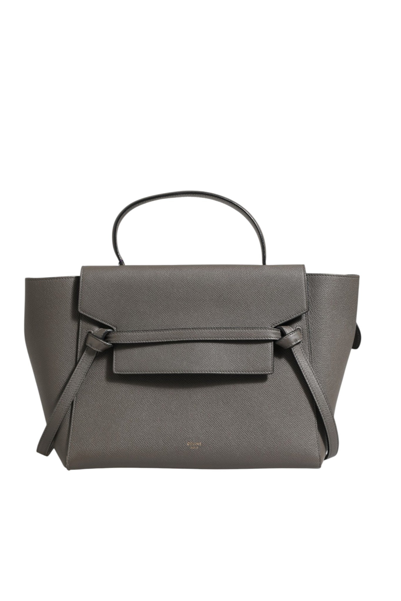 Pre-loved Celine Nano Belt Bag in grey grained calfskin with removable strap