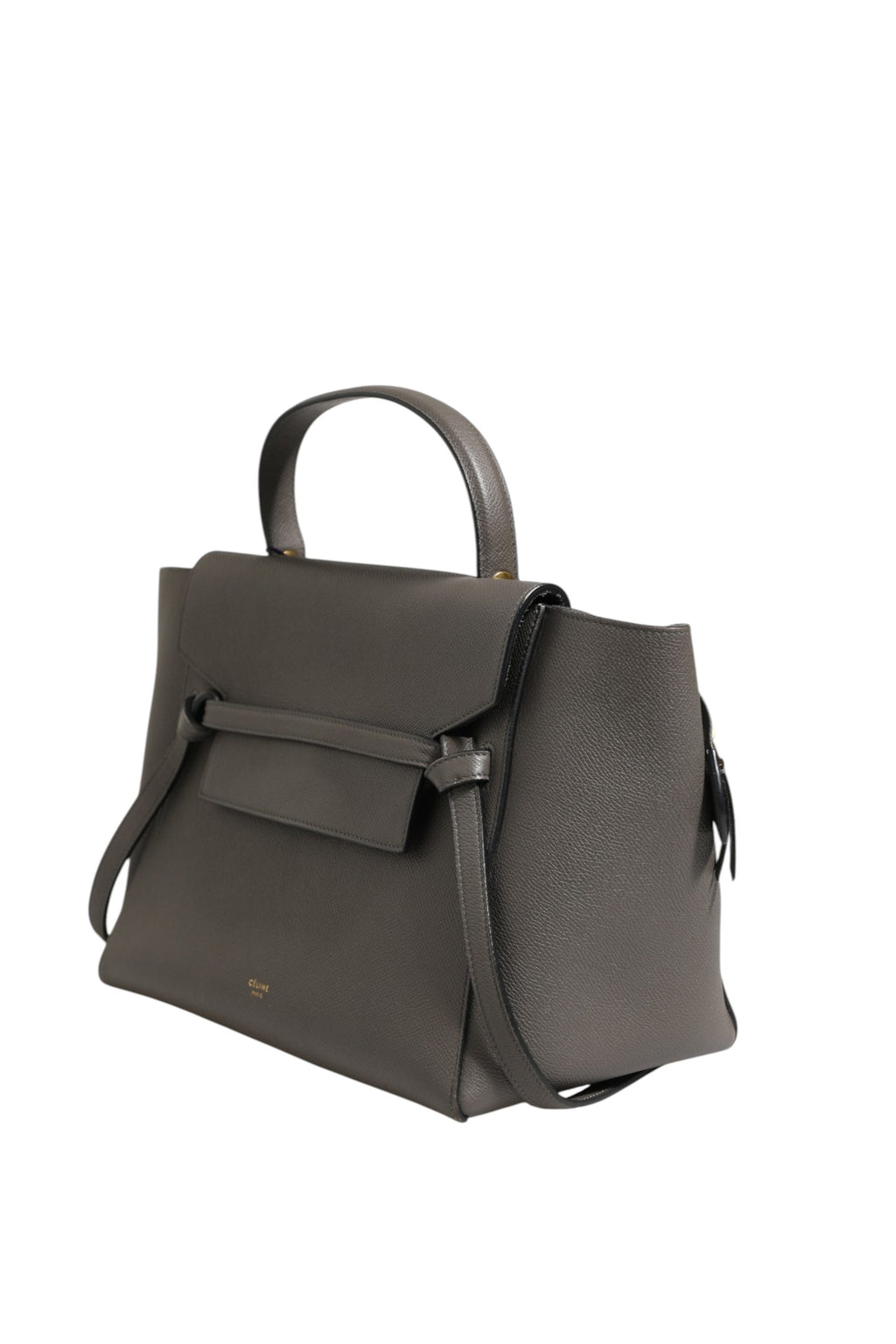 Pre-loved Celine Nano Belt Bag in grey grained calfskin with removable strap