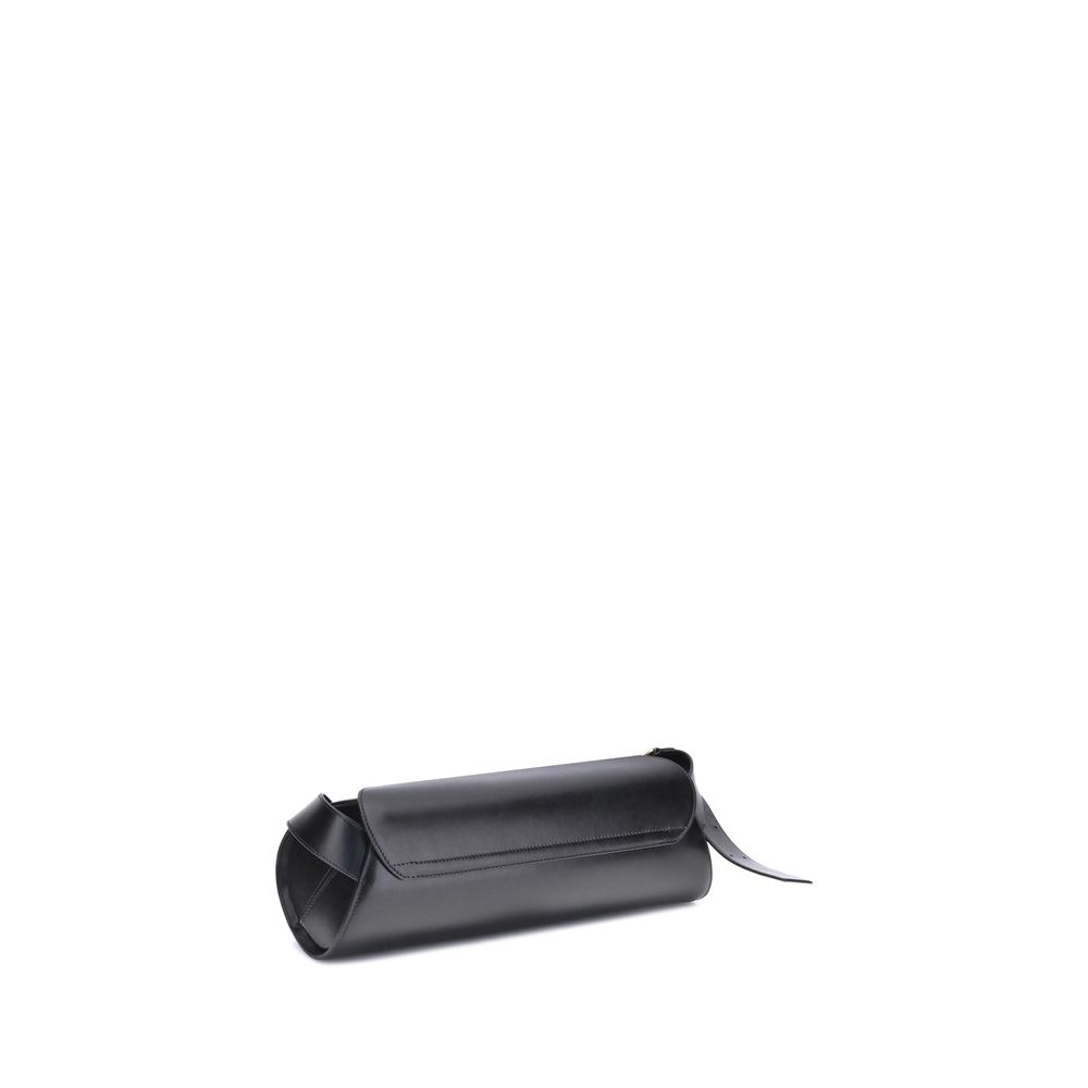 CANNOLO LARGE SHOULDER BAG IN BLACK LEATHER