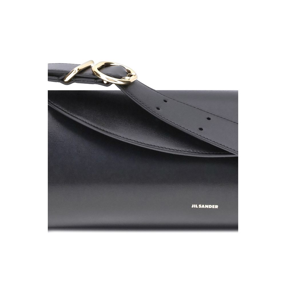 CANNOLO LARGE SHOULDER BAG IN BLACK LEATHER