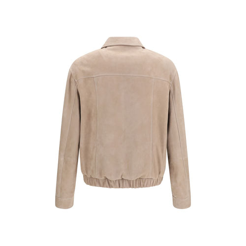  Brunello Cucinelli beige calfskin leather jacket — rear view
