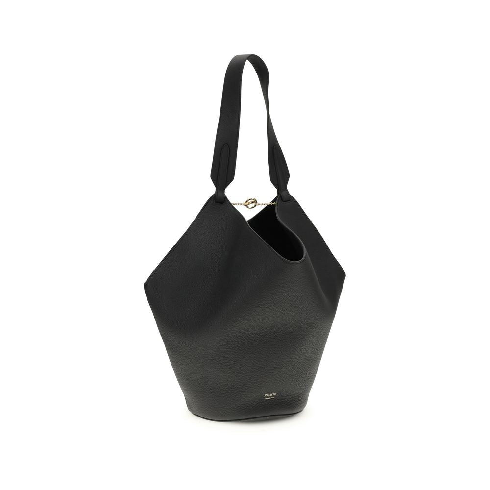 LOTUS SMALL SHOULDER BAG IN BLACK SUEDE