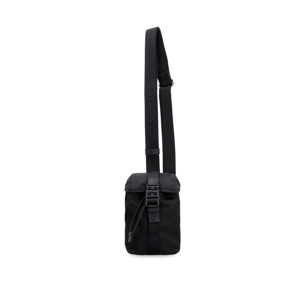 Givenchy black nylon mini backpack — front view with logo detail and strap
