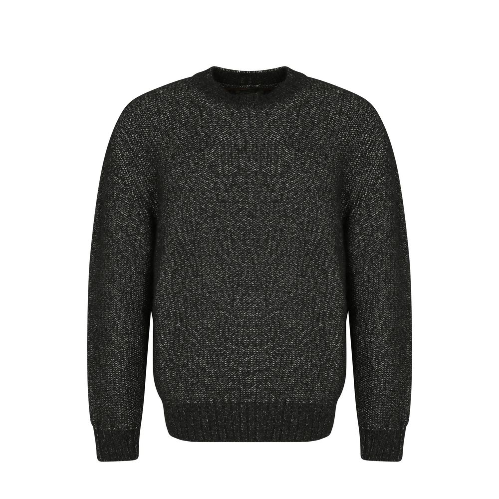 Loro Piana black mélange cashmere cotton silk sweatshirt — front view