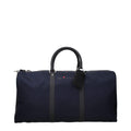 Kiton blue nylon and leather travel bag — front view