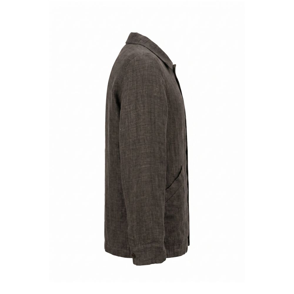 Malo grey linen jacket — side view 