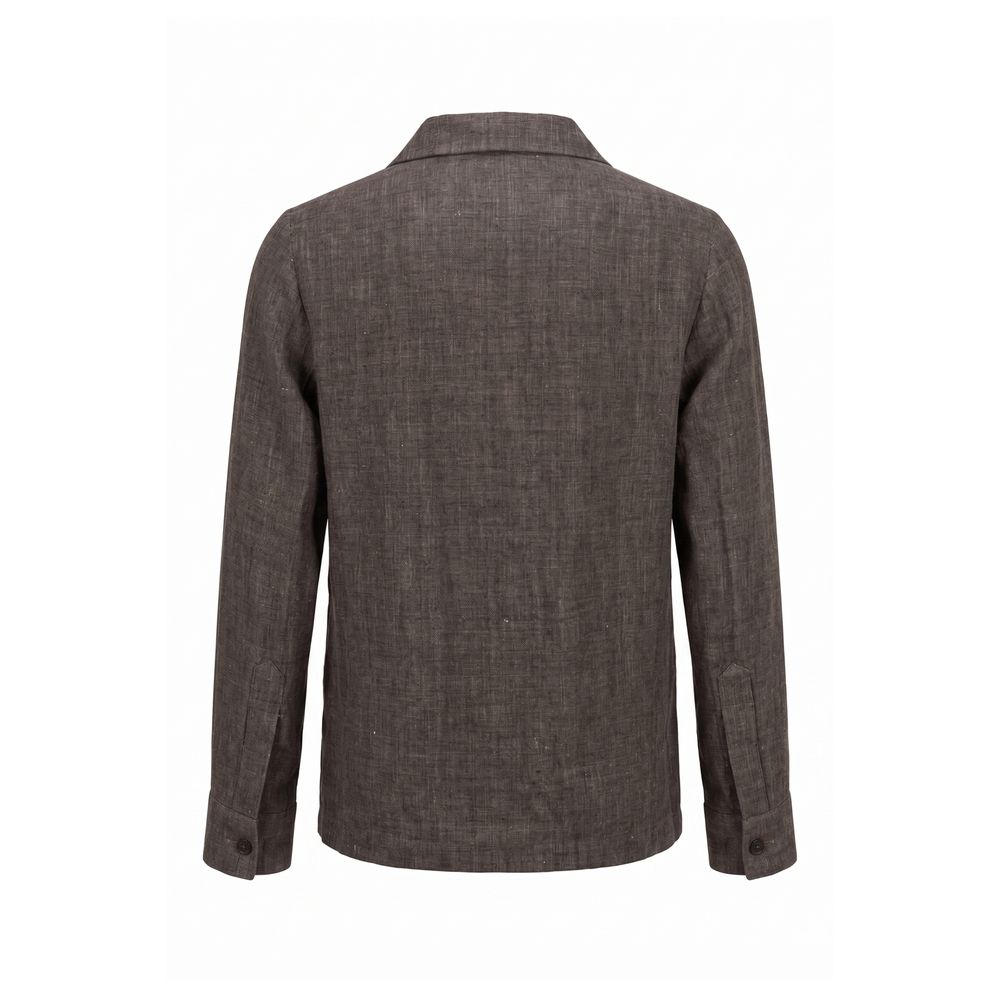 Malo grey linen jacket — back view 