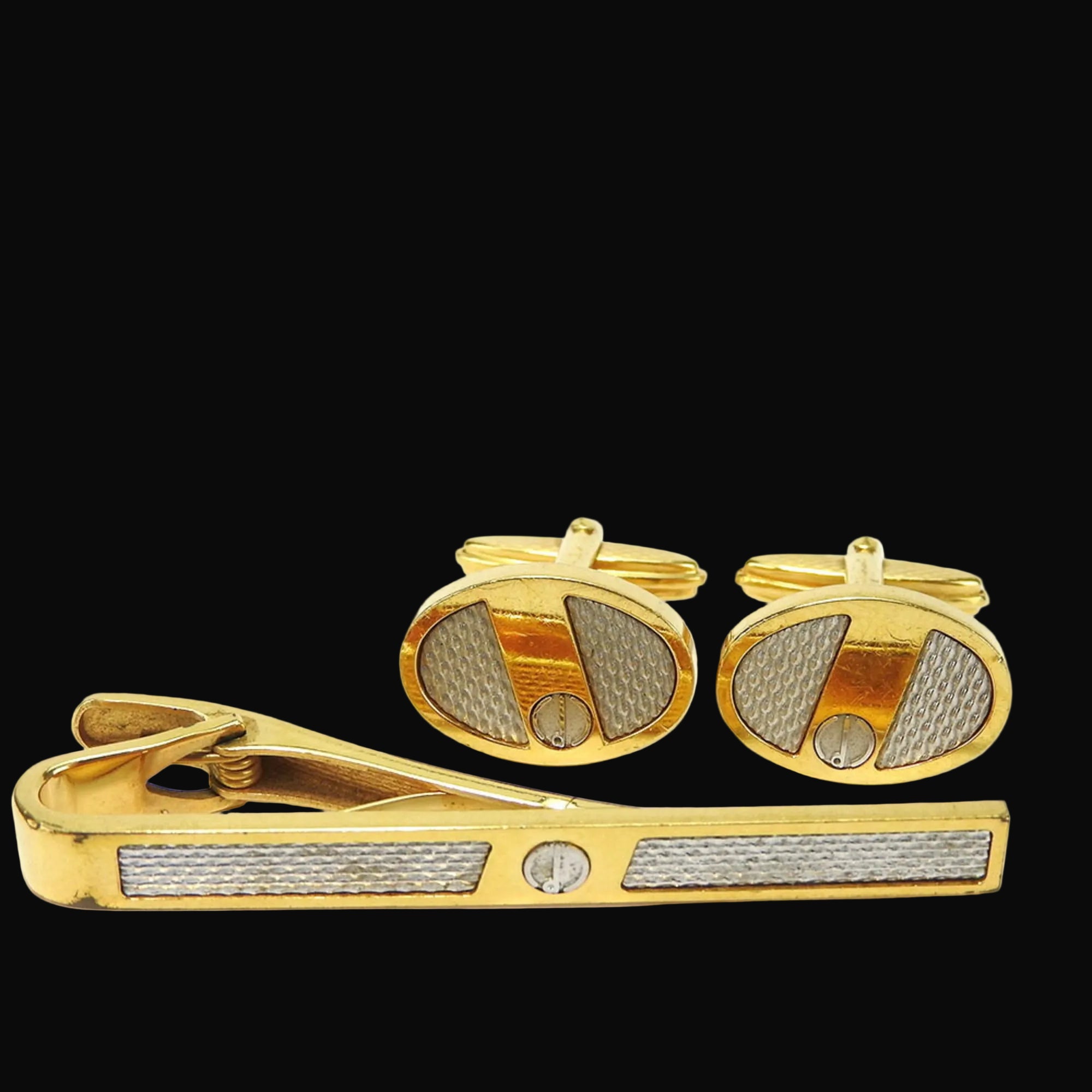 Dunhill Cufflinks Metal Gold Silver GP Tie Clip Set Men's-0