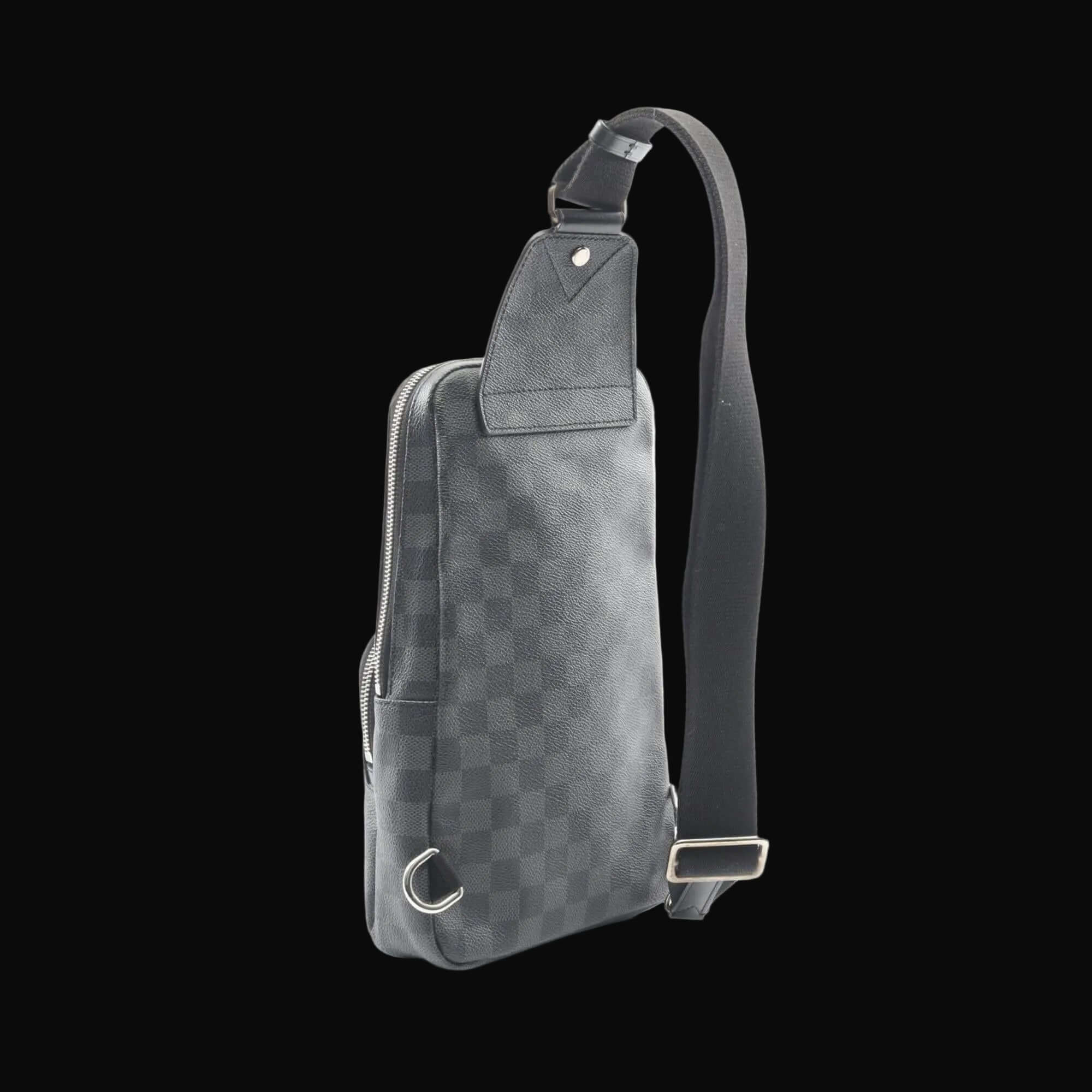 Louis Vuitton Avenue Sling Bag, Damier Graphite Waist Body PVC-Coated Canvas and Leather, Graphite, Men's, Black, N41719-1
