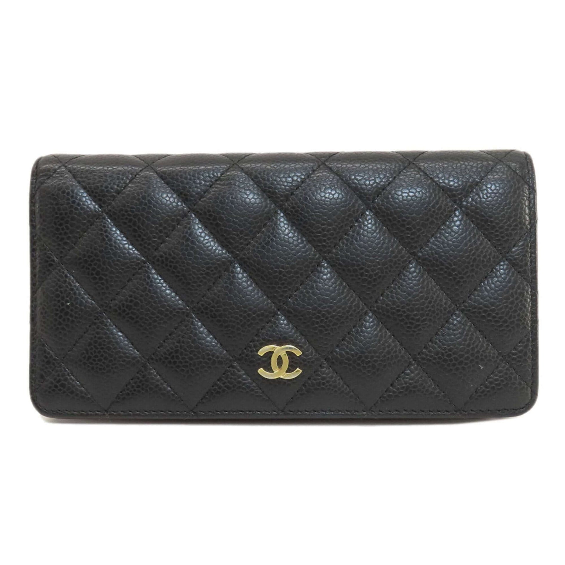 Chanel Matelasse Coco Mark Long Wallet Caviar Skin Women's-10