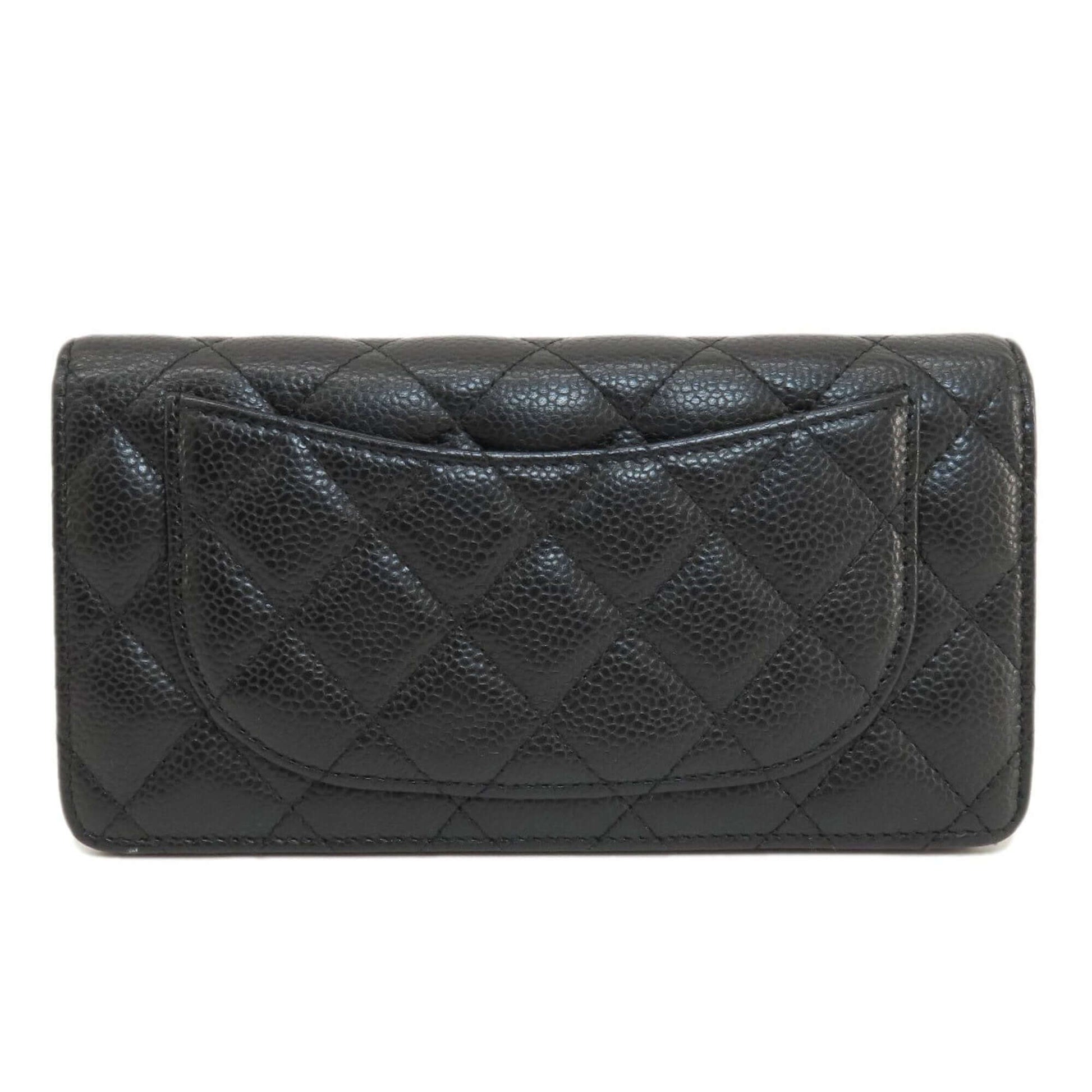 Chanel Matelasse Coco Mark Long Wallet Caviar Skin Women's-1