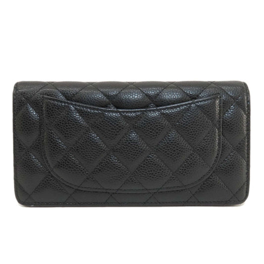 Chanel Matelasse Coco Mark Long Wallet Caviar Skin Women's-1