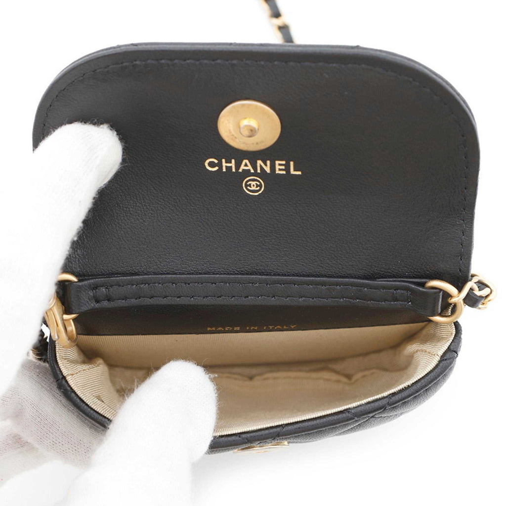 Chanel used Ball Bag in black leather with gold-tone hardware and quilted detailing