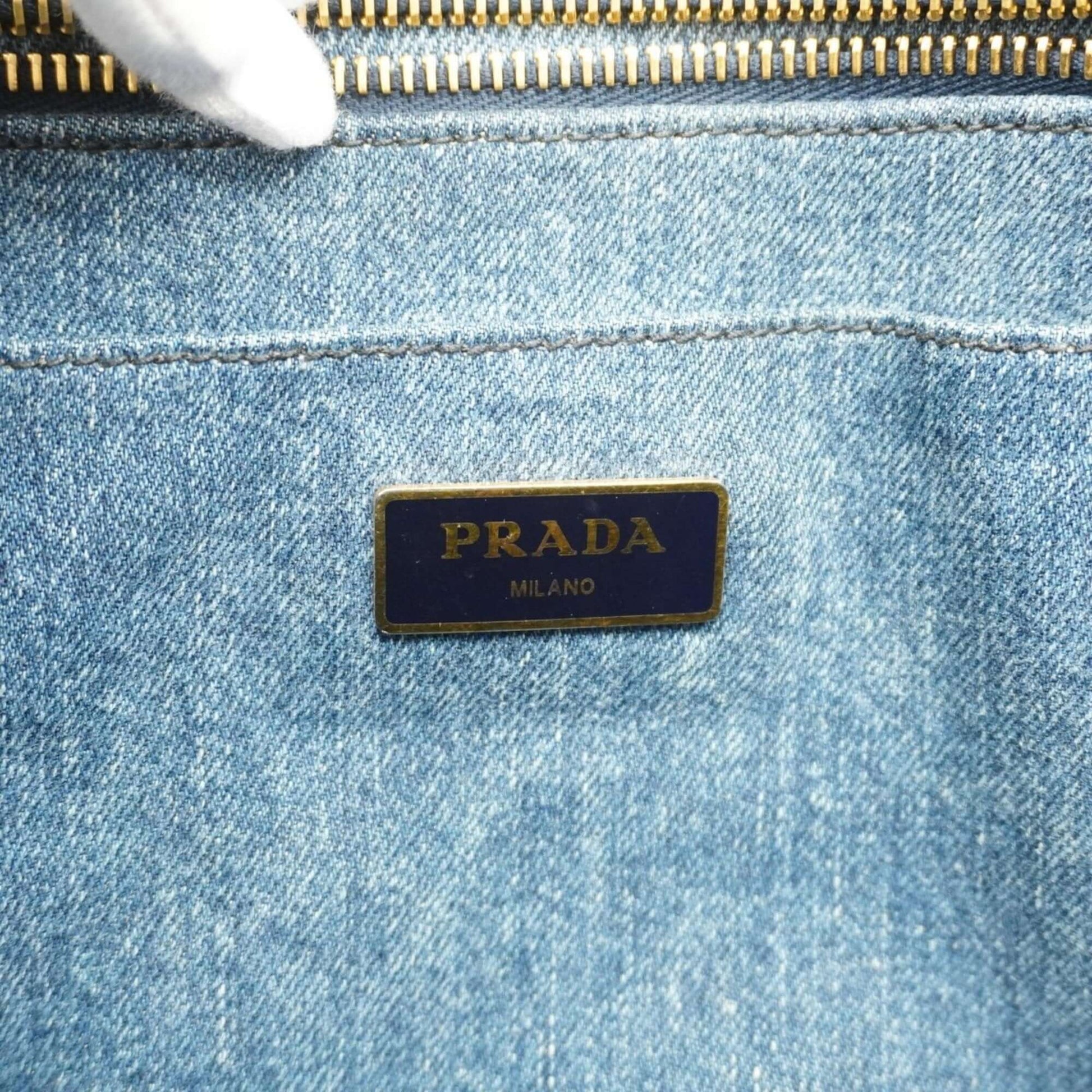 Prada tote bag canapa denim blue ladies-4