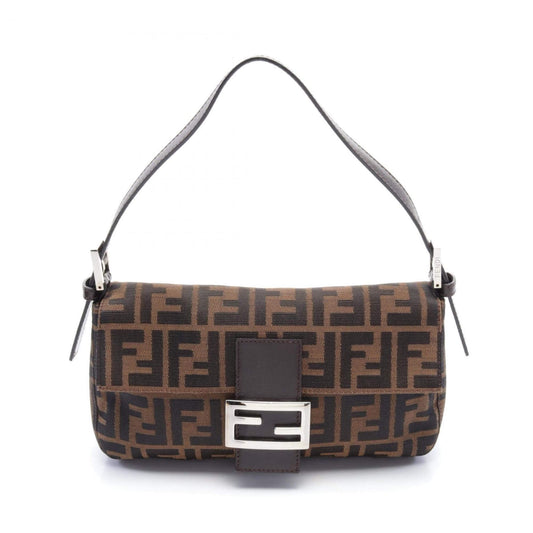 FENDI Mamma Bucket Zucca Shoulder Bag Canvas Leather Women's Brown-1