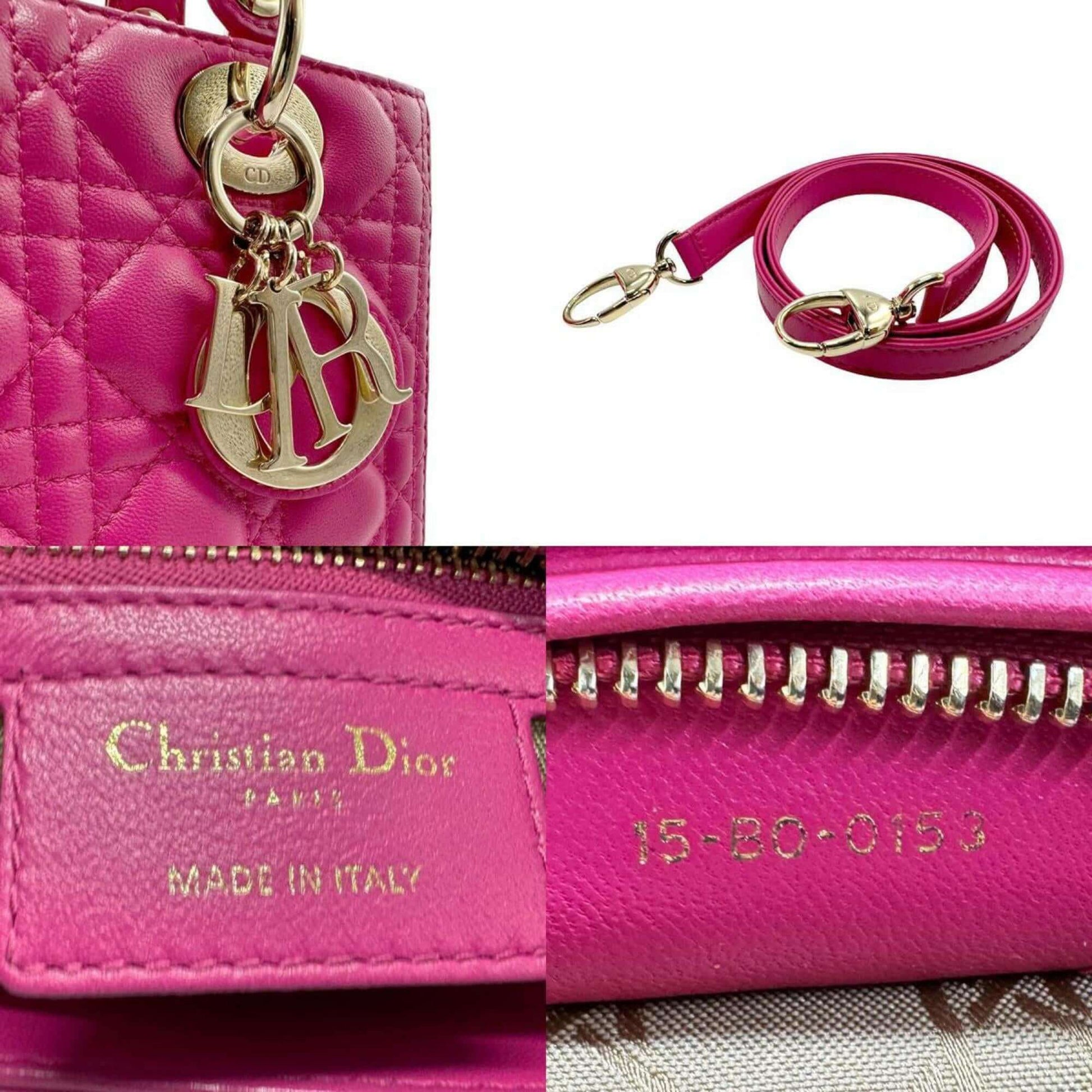 Christian Dior handbag shoulder bag Lady lambskin pink ladies z2373-4