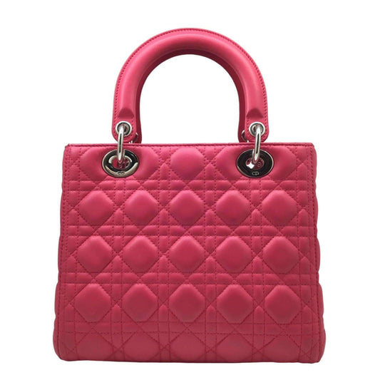 Christian Dior DIOR Lady Dior Cannage Medium Leather Pink Christian Shoulder Bag Handbag Women's-1