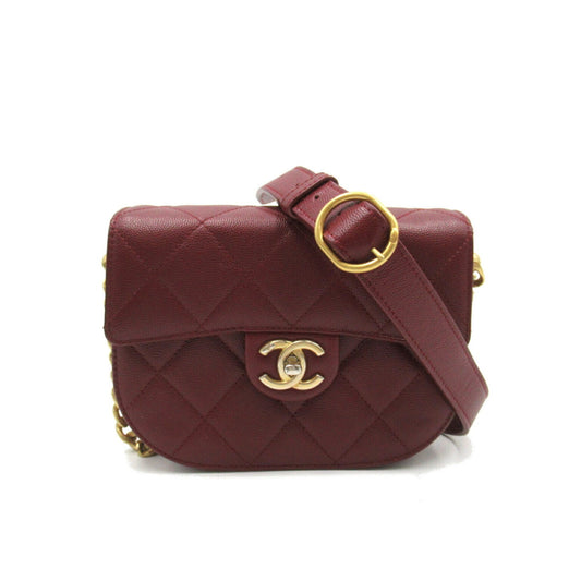 CHANEL Matelasse Chain Shoulder Bag, Caviar Skin (Grained Calf), Women's, Bordeaux AS2484-1