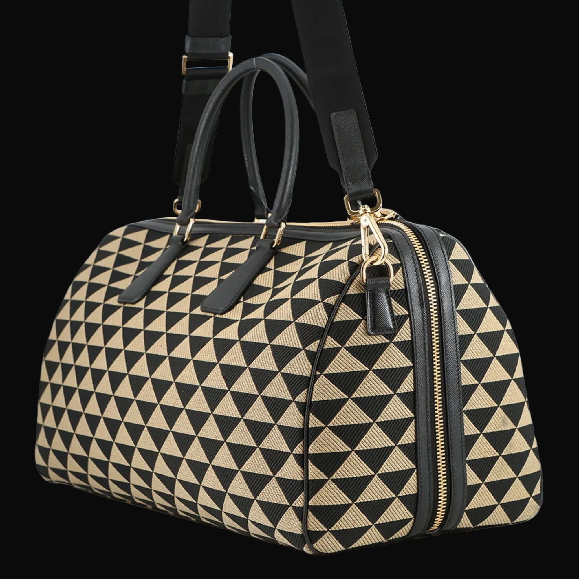 Prada Boston Bag Symbol Embroidered Fabric Travel 2VC034 PRADA-1