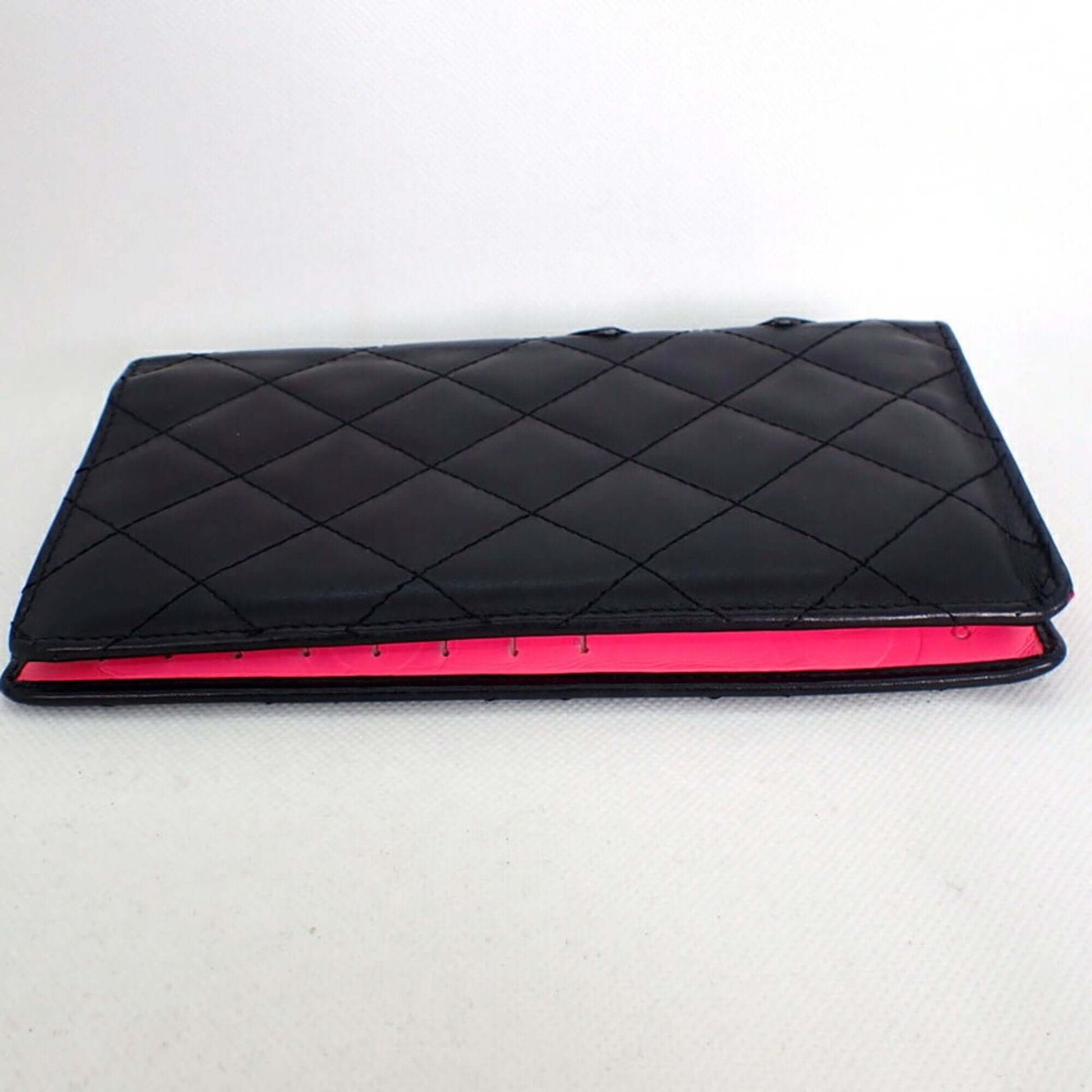 CHANEL Cambon Line Black x Pink Long Wallet-1