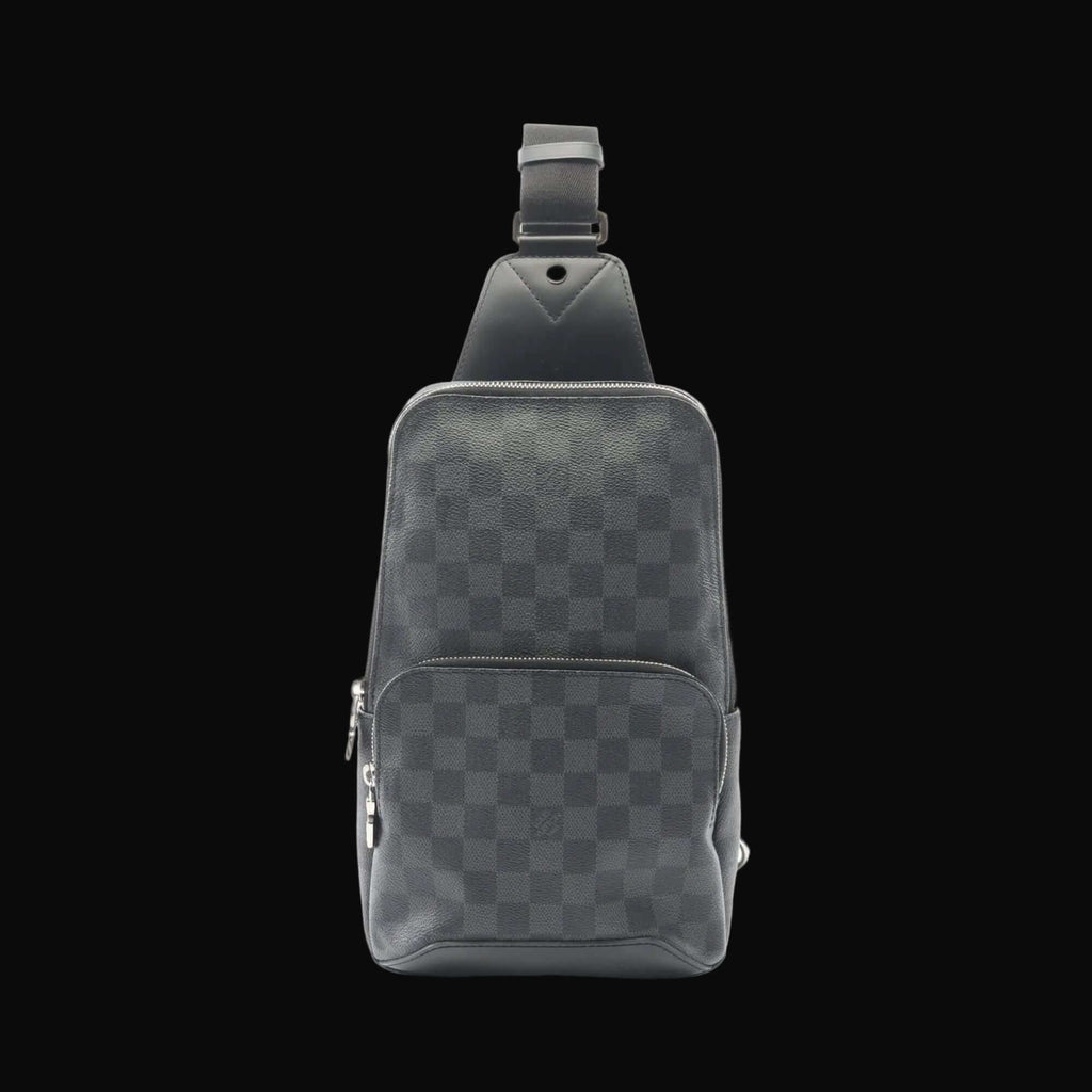 Louis Vuitton Avenue Sling Bag, Damier Graphite Waist Body PVC-Coated Canvas and Leather, Graphite, Men's, Black, N41719-0