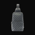 Louis Vuitton Avenue Sling Bag, Damier Graphite Waist Body PVC-Coated Canvas and Leather, Graphite, Men's, Black, N41719-0