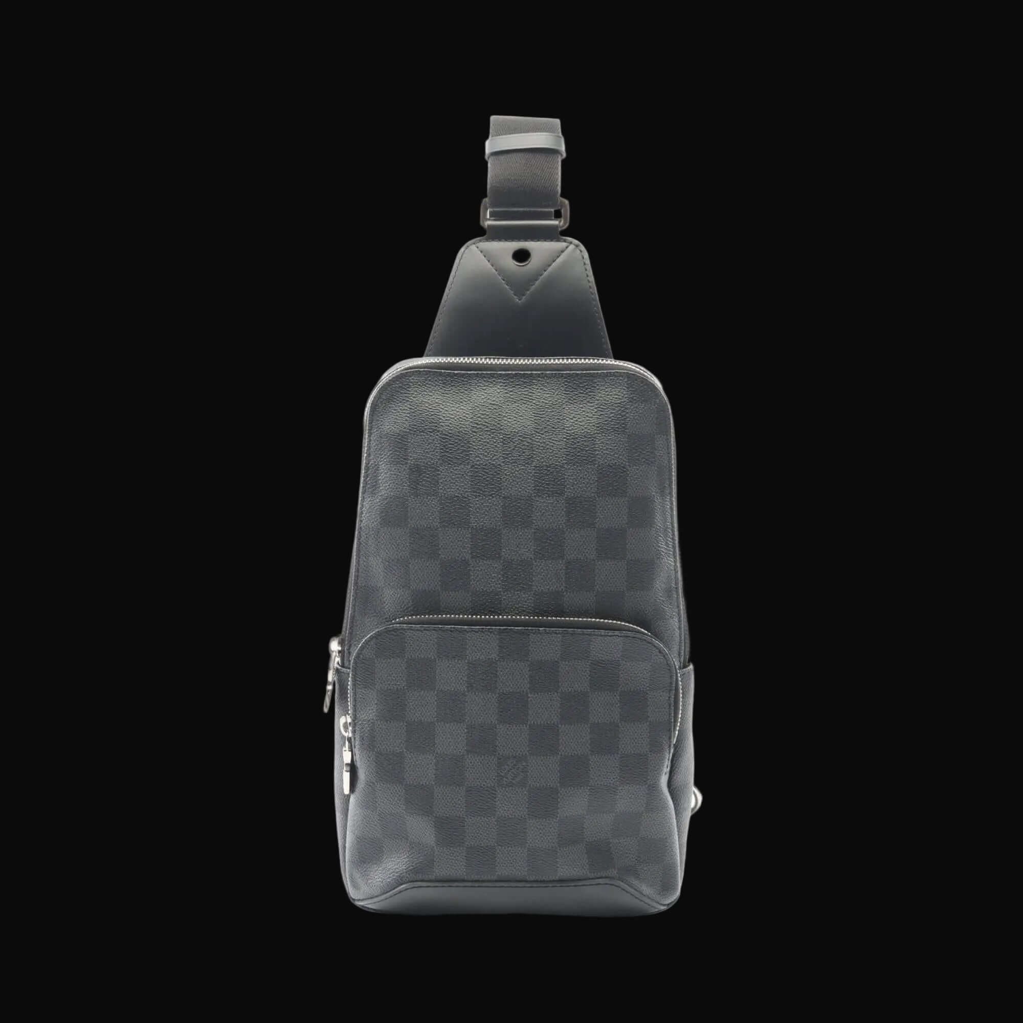 Louis Vuitton Avenue Sling Bag, Damier Graphite Waist Body PVC-Coated Canvas and Leather, Graphite, Men's, Black, N41719-0