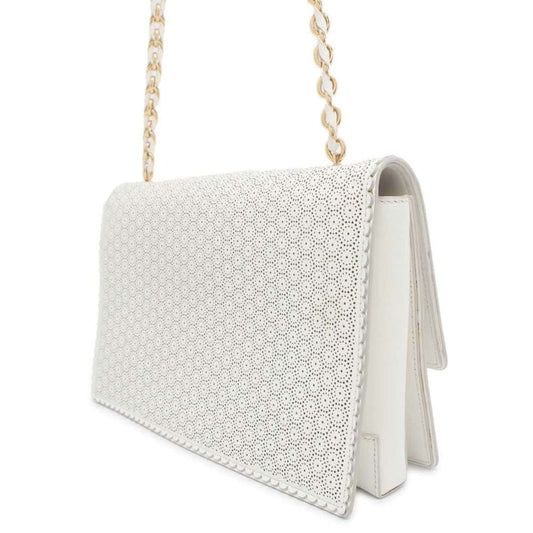 Salvatore Ferragamo Shoulder Bag Vara Perforated Leather AU21 F003 White-1