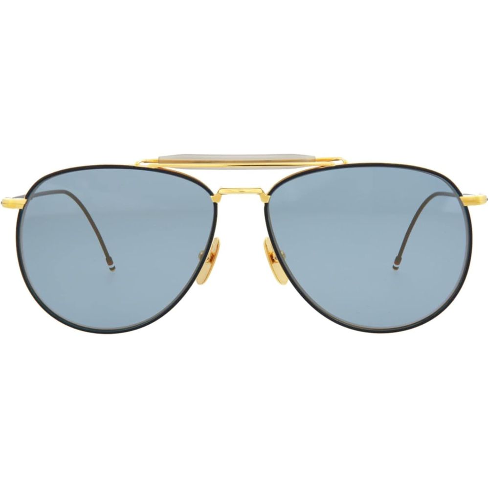 Thom Browne limited edition gold titanium sunglasses with blue lenses handmade in Japan