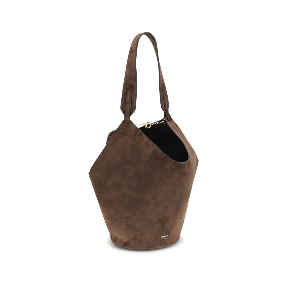 LOTUS SMALL SHOULDER BAG IN BROWN SUEDE