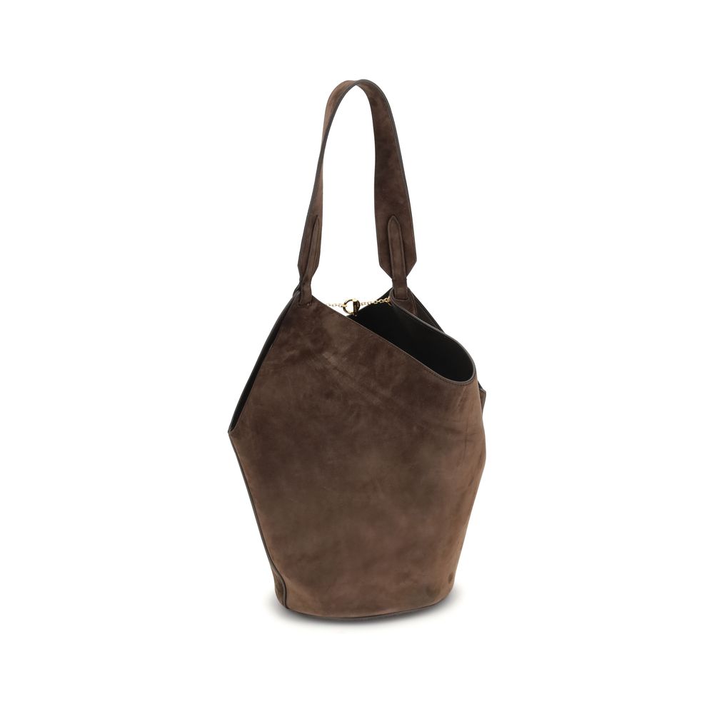 LOTUS SMALL SHOULDER BAG IN BROWN SUEDE