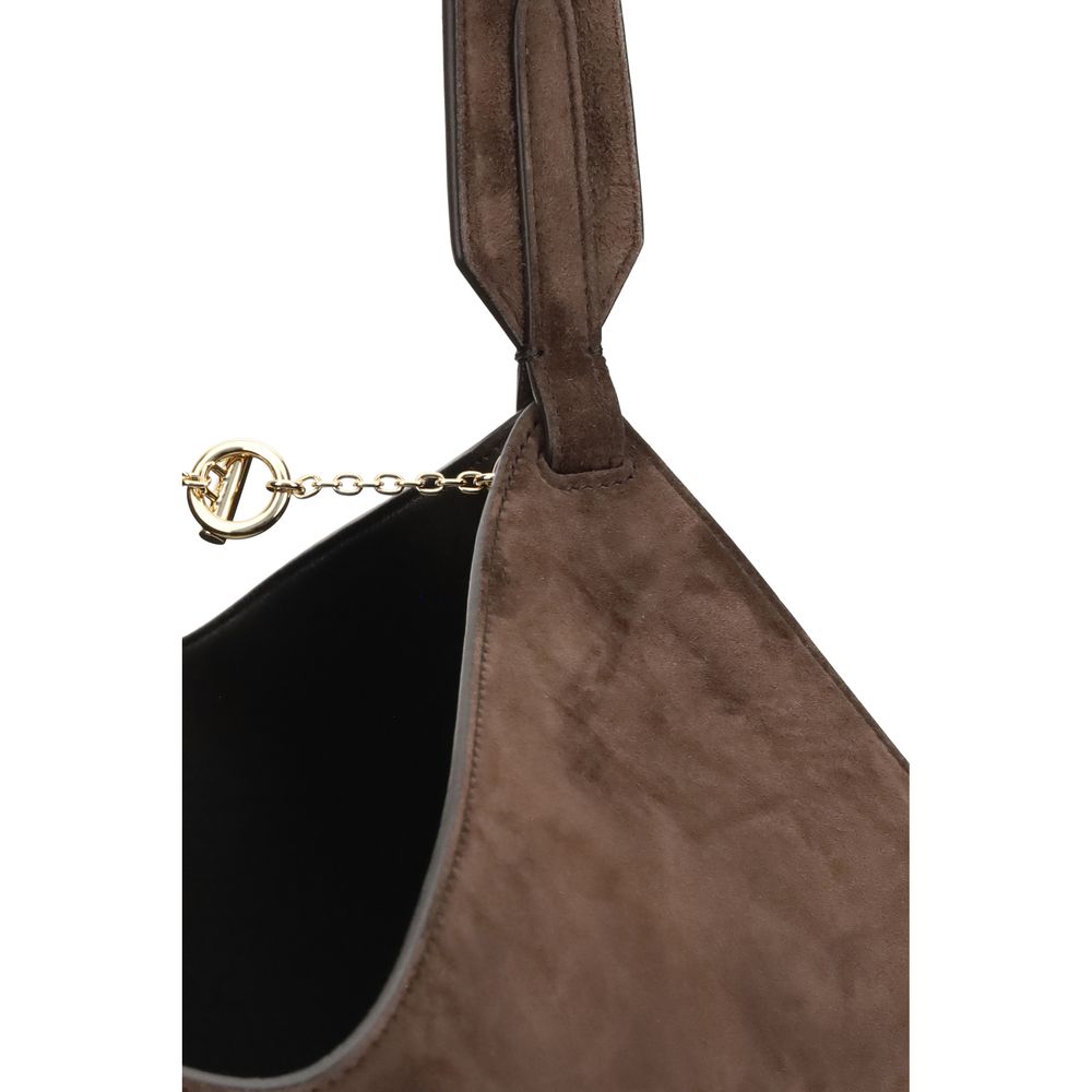 LOTUS SMALL SHOULDER BAG IN BROWN SUEDE