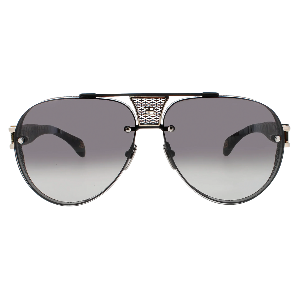 Bugatti 05 black PVD and white gold titanium aviator sunglasses — front view