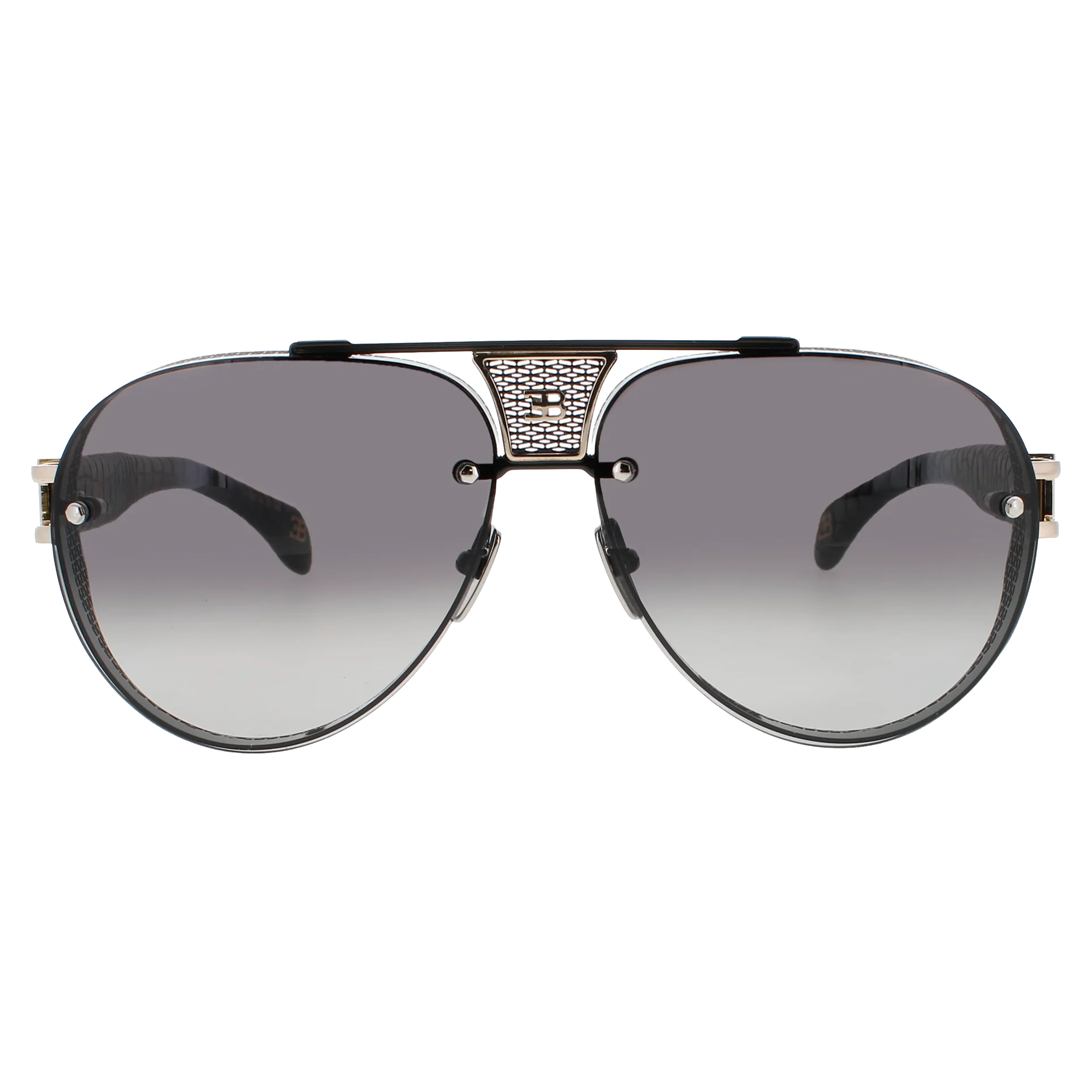 Bugatti 05 black PVD and white gold titanium aviator sunglasses — front view