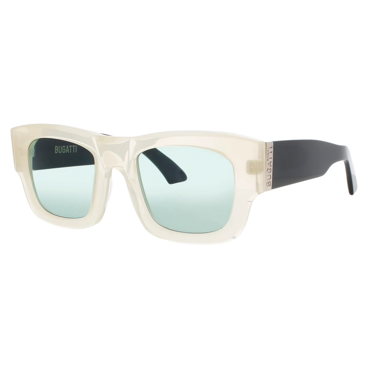 BUGATTI ACETATE AND STERLING SILVER SQUARE SUNGLASSES — BONE / BLACK