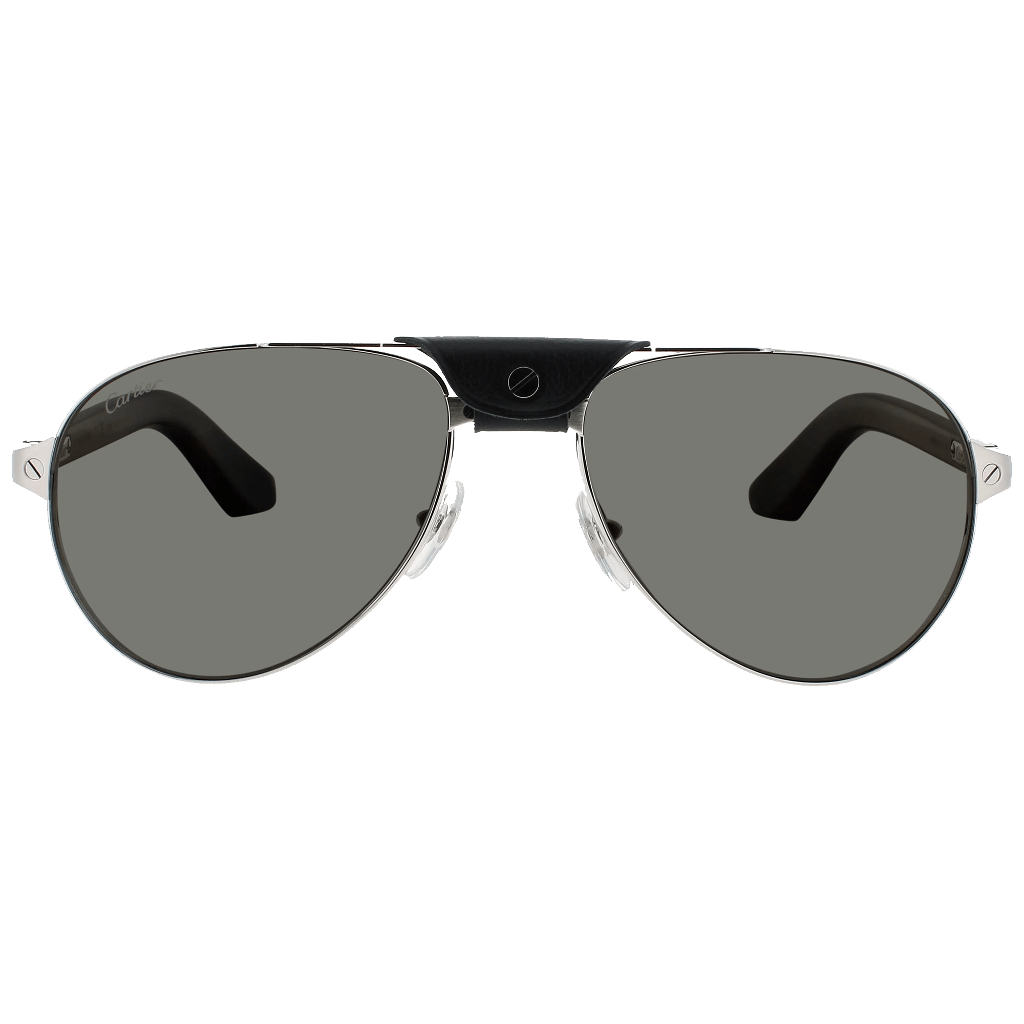 CARTIER // PLATINUM-FINISH AVIATOR SHIELDS // NERO