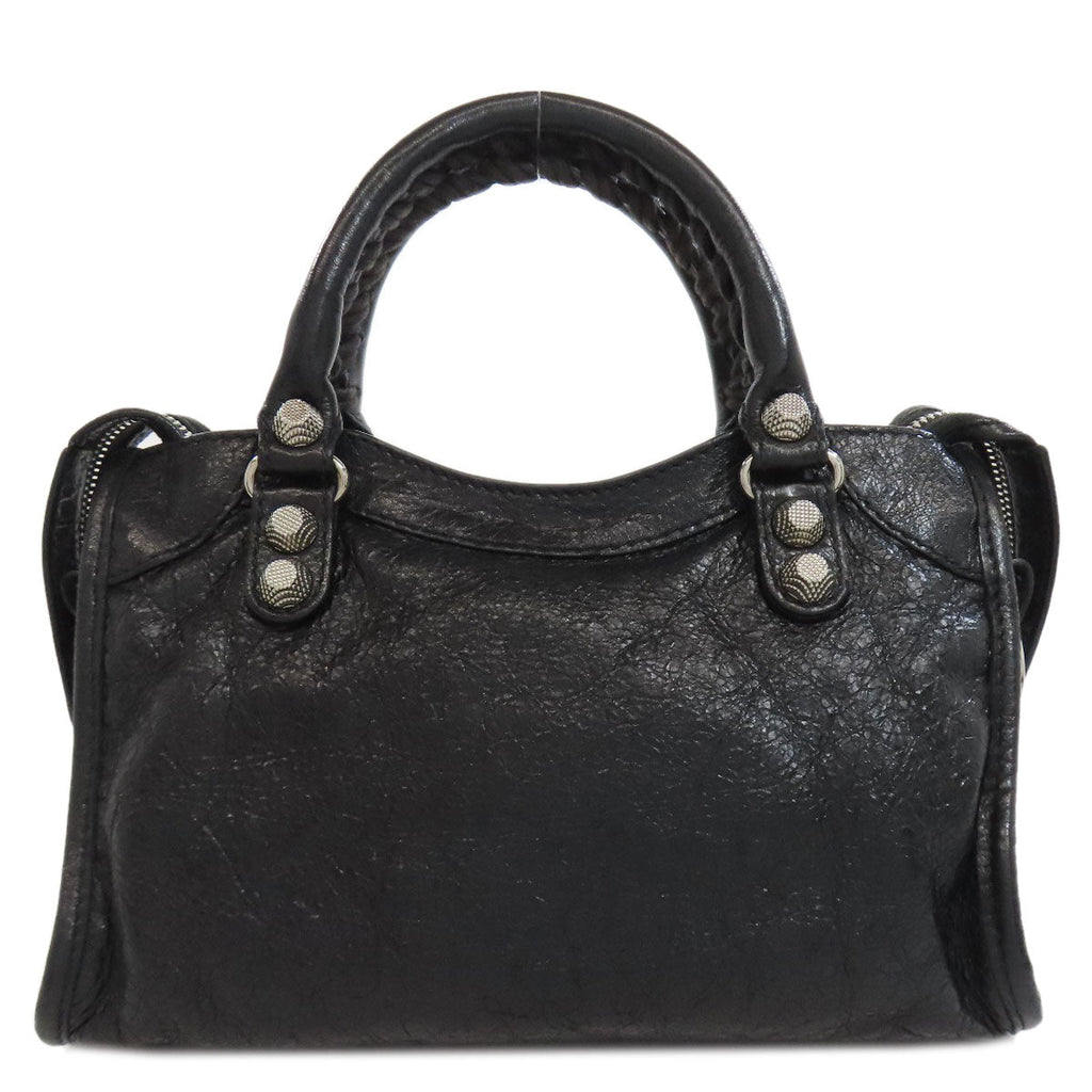 Balenciaga Vintage Black Handbag with Distressed Leather and Unique Hardware Details